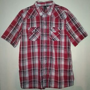 Burnside 2XL Mens Plaid Button Front